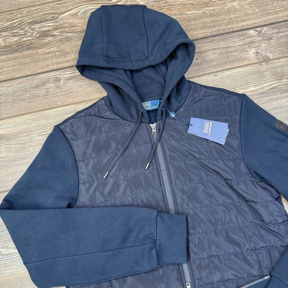 Polo Ralph Lauren Men's Hybrid Hooded Jacket Water Repellent Navy SMALL NEW $398